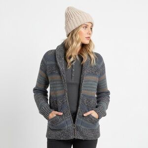 Aritzia WILFRED FREE Erable Zip Cardigan Chunky Wool Alpaca Blend Striped L
